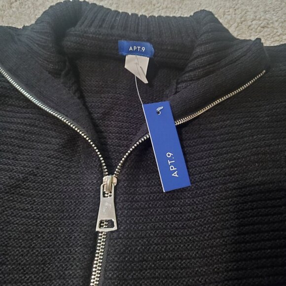 Apt. 9 Black Acrylic Poncho Cape With Zipper Front womens one size new - Picture 9 of 10